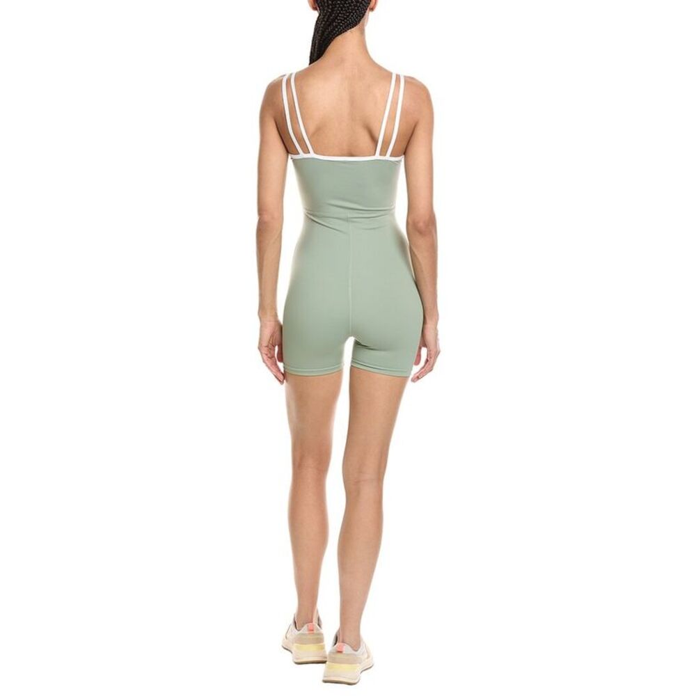 Marion Womens  3.5In Double Straps Spaghetti Activewear Romper, Green - Picture 2 of 3